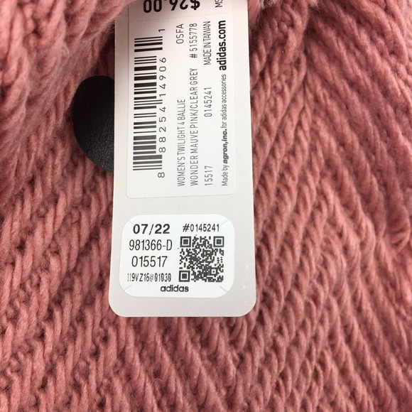 adidas women's Twilight 4 Ballie Knit Pom Beanie Wonder Mauve Pink New - Picture 3 of 4